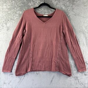 Canyon River Blues Sweater Women’s M Pink/Mauve Lace Detail.